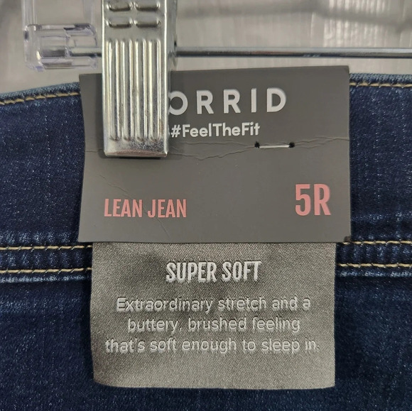 NWT Torrid Lean Jean plus elastic waist stretch raw hem denim size 5R 5X - Picture 7 of 14